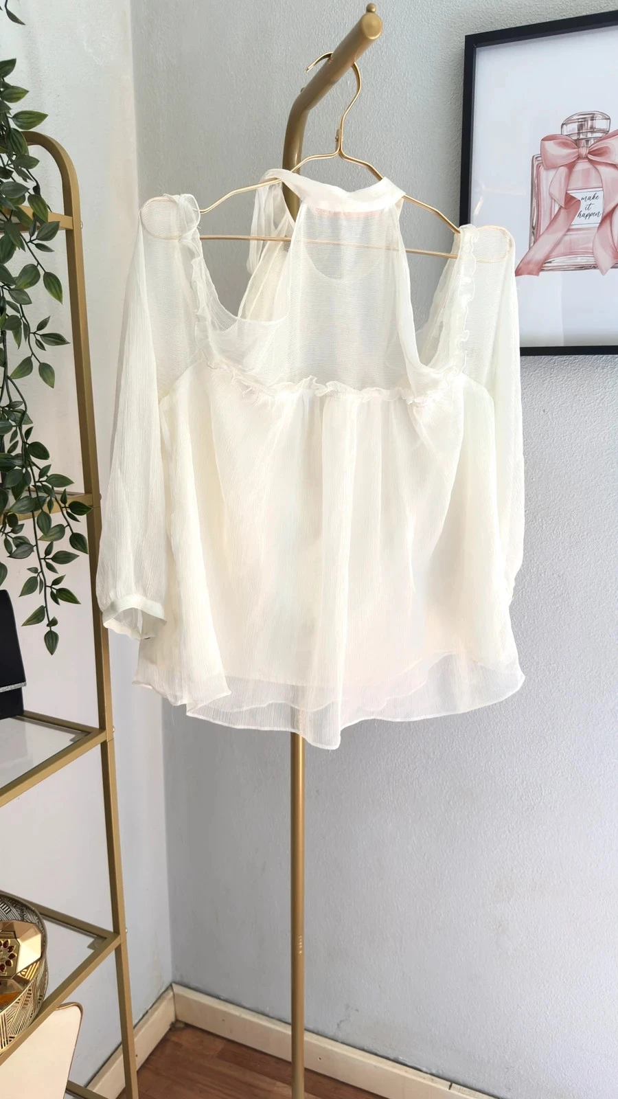 Lindo Blusa Fluida Romântica Off-White Zara • L • TN279 – photo 6